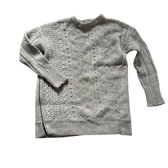 J. CREW Women's wool side-zip oversize cable sweater with side zipper - Picture 1 of 9